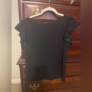 Ann Taylor Factory Black Flutter Sleeve Top